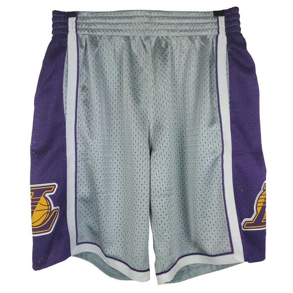 LA Lakers Mitchell & Ness NBA M Medium Jersey Shorts 75th Anniversary Silver NWT